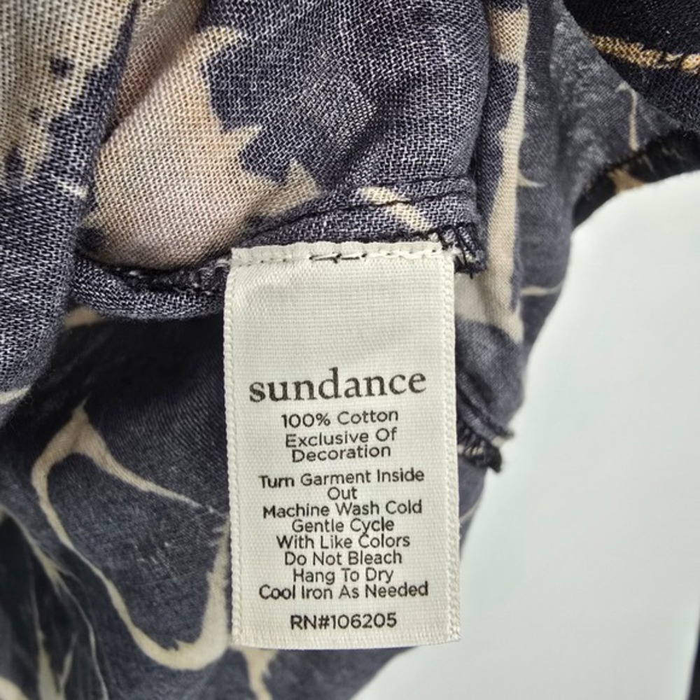 Sundance Womens Black Tan Geometric Tie Dye Cotton Tassel Peasant Blouse Medium - Picture 6 of 10